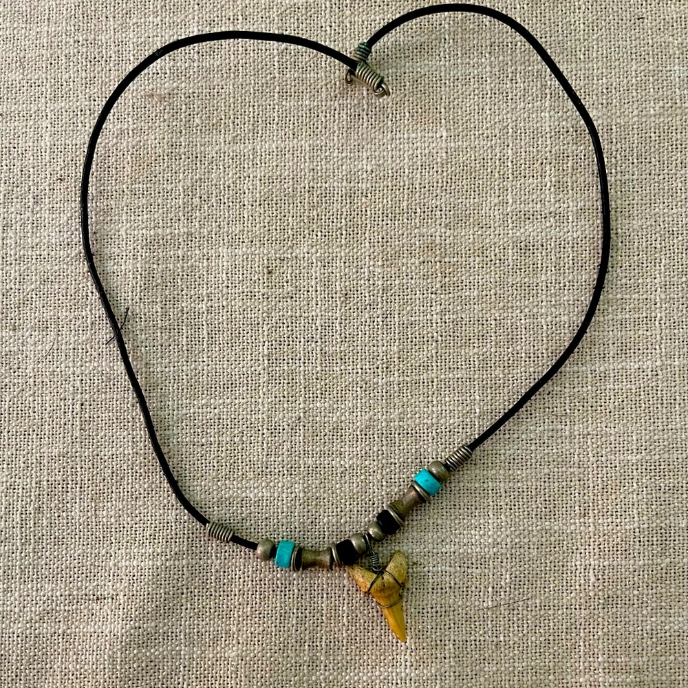 Shark tooth necklace with turquoise beads